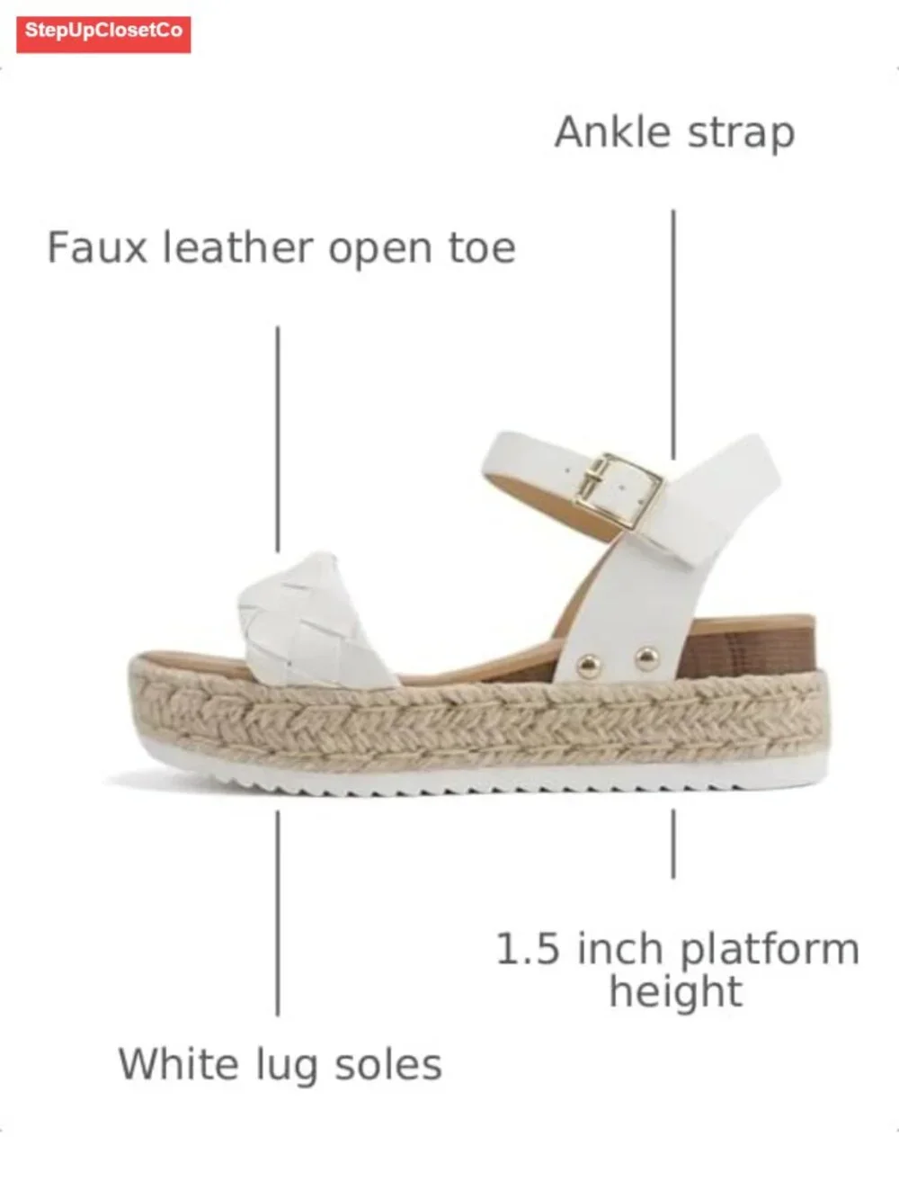 Women Open Toe Ankle Strap Platform Espadrille Wedge Sandal - Platform Heel